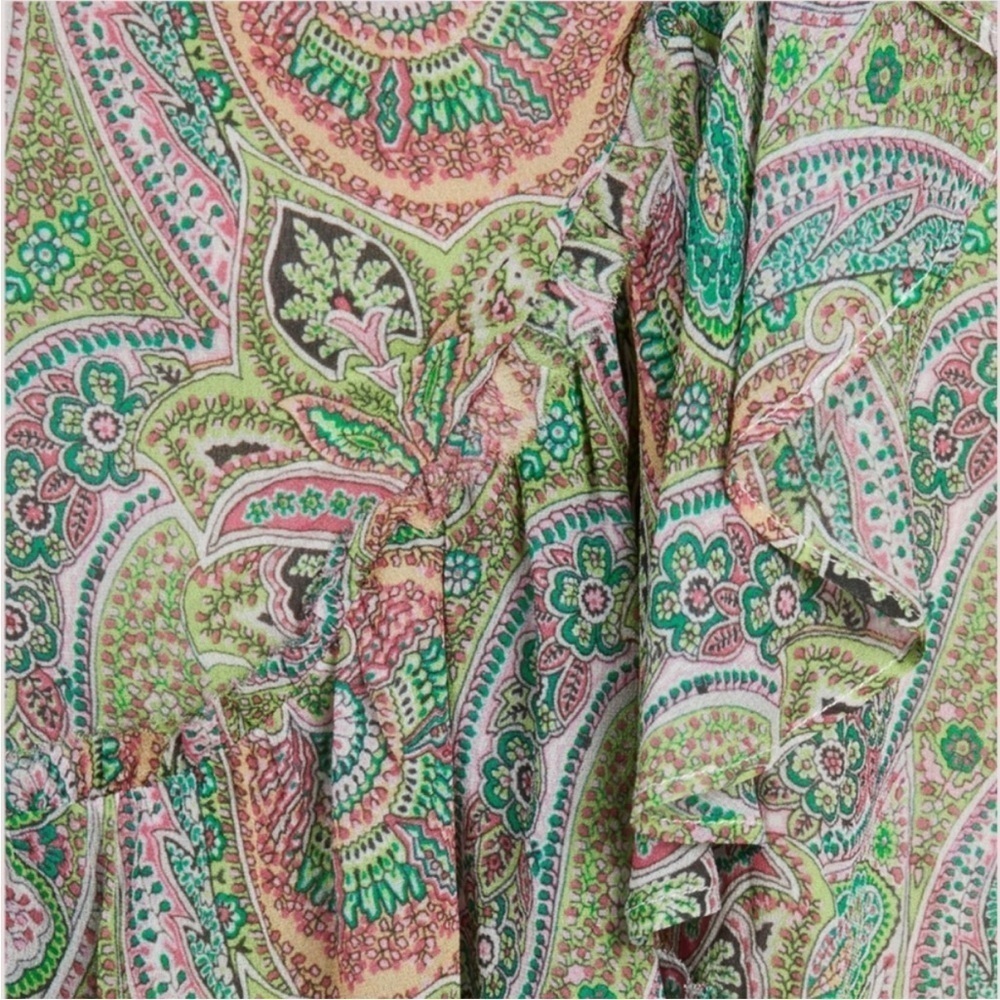 ALL SAINTS Zina Shahmina Paisley Floral Ruffle Wrap Style Spring Mini Dress - Picture 2 of 11